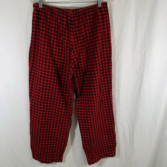 LL Bean Pajama pants Women's Large Red Plaid Drawstring Pull On No Pockets - Picture 7 of 8